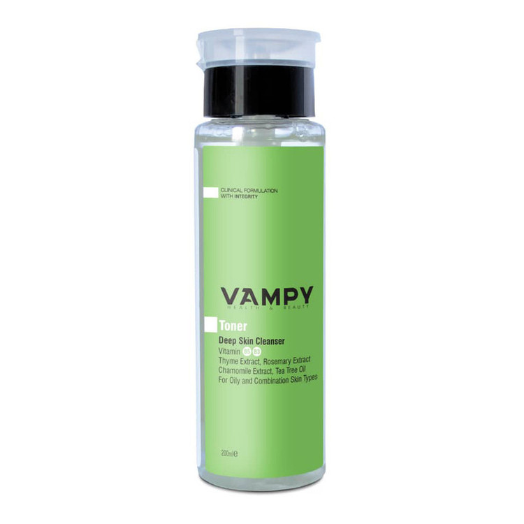 تونر پاککننده صورت وامپی مدل Deep Skin Cleanser مناسب برای پوست چرب و مختلط حجم 200 میلیلیتر