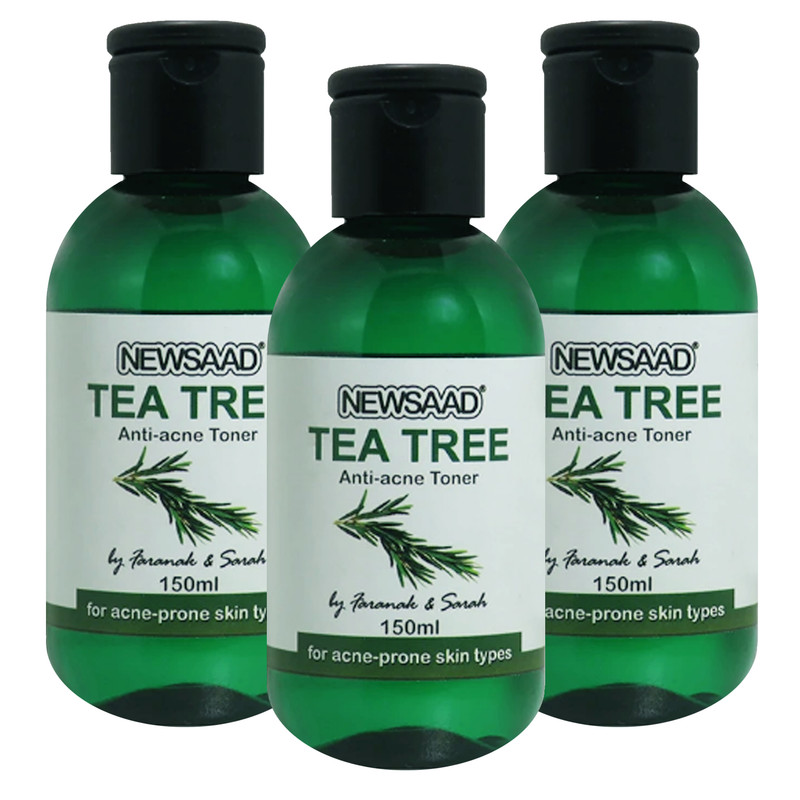 تونر پاک کننده صورت نیوساد مدل Tee Tree مناسب برای پوست آکنه ای حجم 150 میلی لیتر بسته 3 عددی