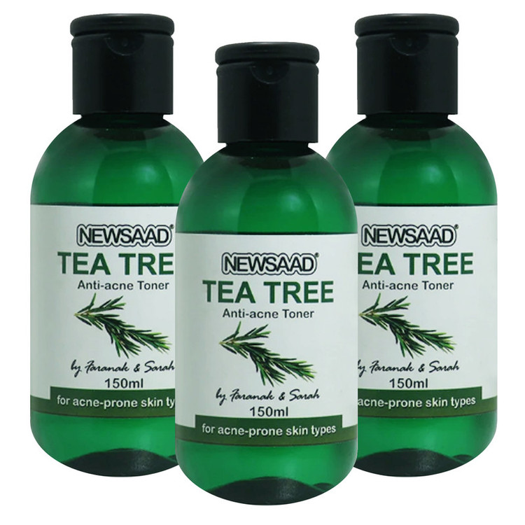 تونر پاک کننده صورت نیوساد مدل Tee Tree مناسب برای پوست آکنه ای حجم 150 میلی لیتر بسته 3 عددی