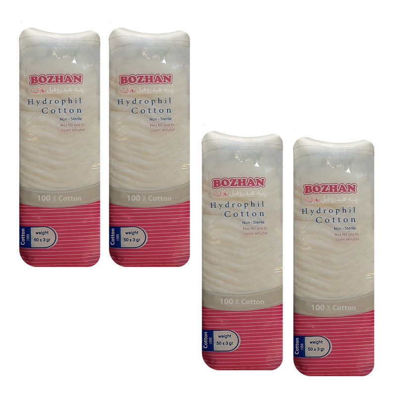 پنبه هیدروفیل بوژان مدل Cotton وزن 50 گرم مجموعه 4 عددی
