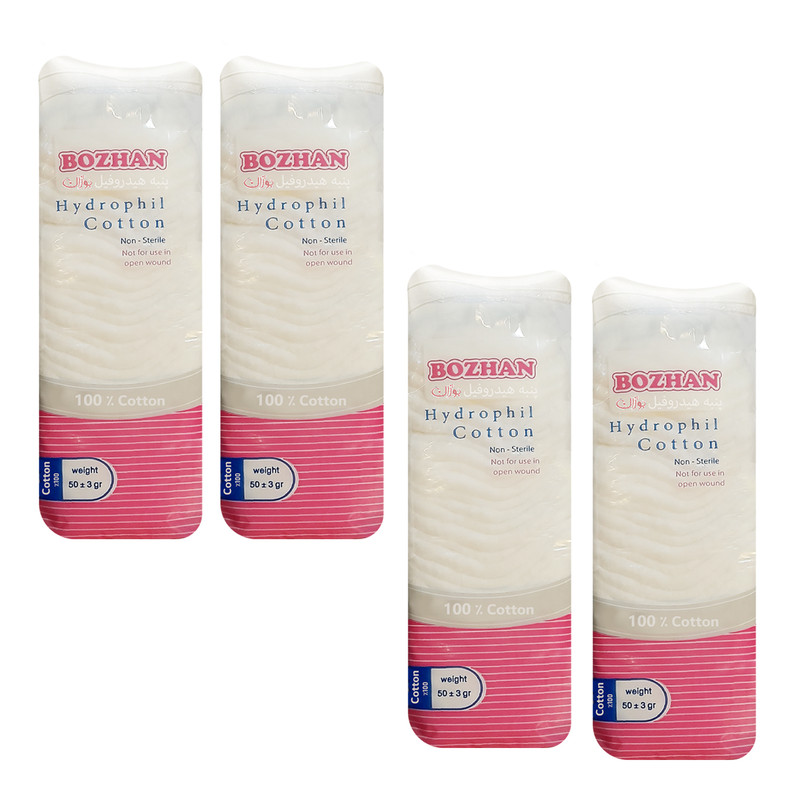 پنبه هیدروفیل بوژان مدل Cotton وزن 50 گرم مجموعه 4 عددی