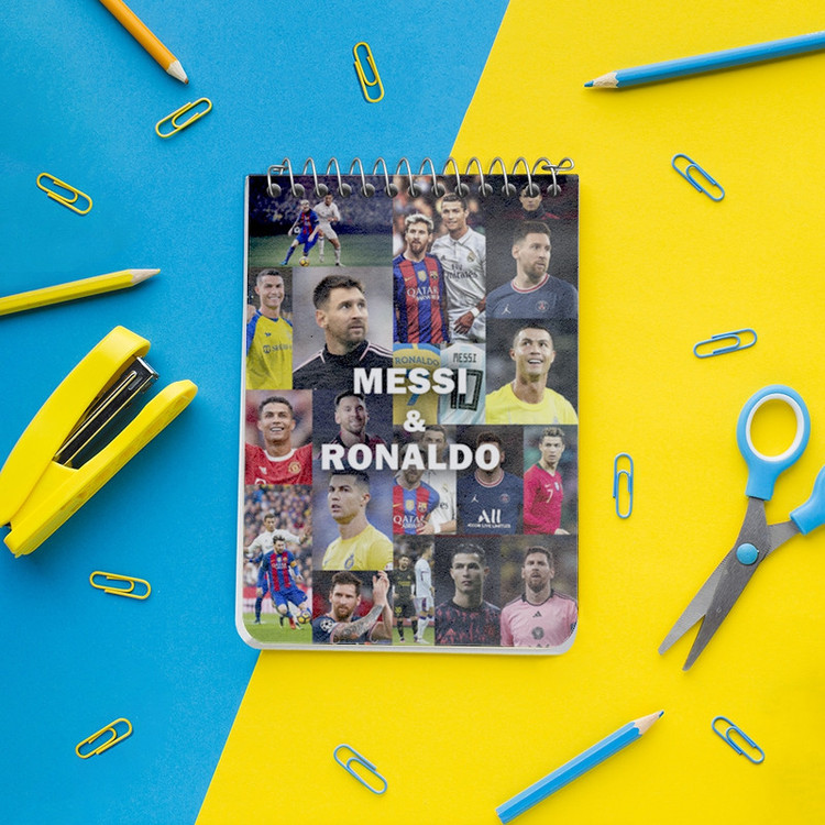 دفتر یادداشت 50 برگ خندالو طرح مسی و رونالدو (Messi and Ronaldo) کد N9177