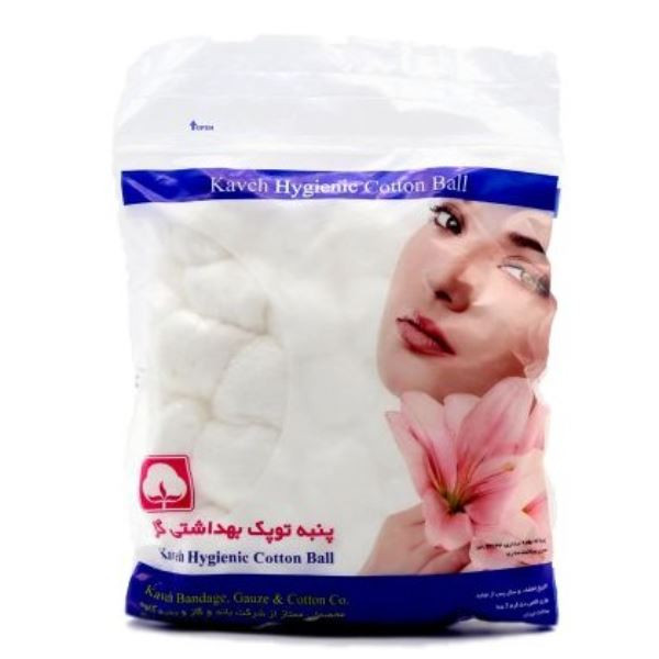 پنبه آرایشی کاوه مدل توپکی وزن 100 گرم مجموعه 2 عددی