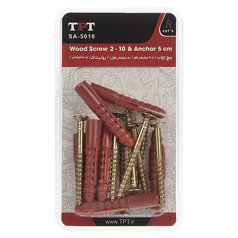 مجموعه 8 عددی پیچ چوب و رولپلاک تی پی تی مدل SA-5010