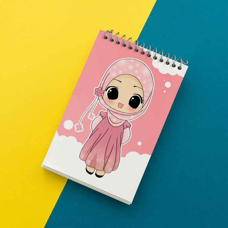 دفتر یادداشت 50 برگ خندالو مدل دخترانه باحجاب کد 26024
