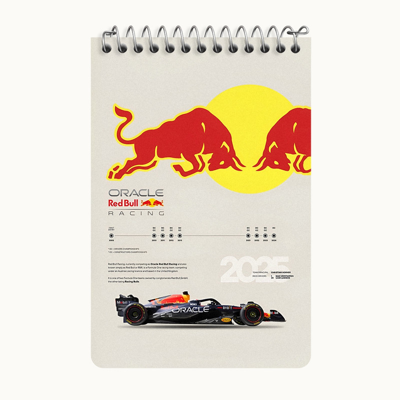 دفتر یادداشت 50 برگ خندالو طرح تیم مسابقه ردبول (Red Bull Racing) کد F13491