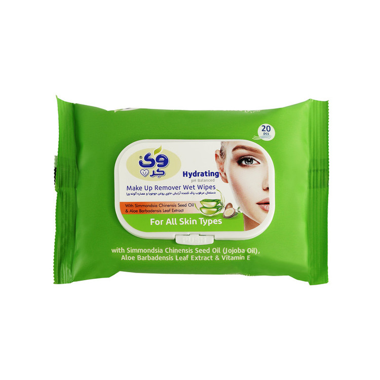 دستمال مرطوب وی کر مدل Aloe Vera -Jojoba بسته 20 عددی
