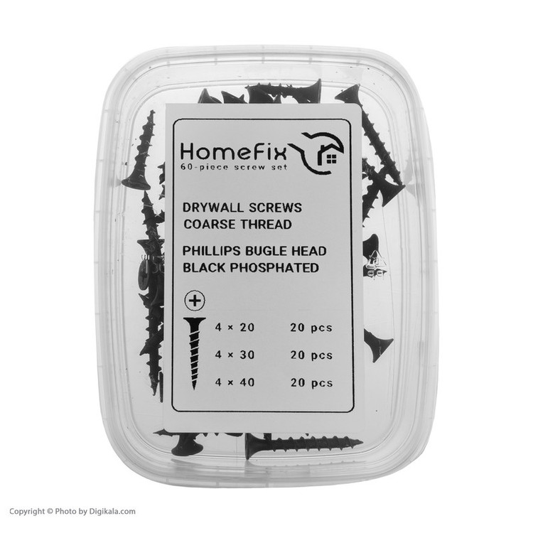 پیچ ام دی اف هوم فیکس مدل hfx-20-30-40 مجموعه 60 عددی