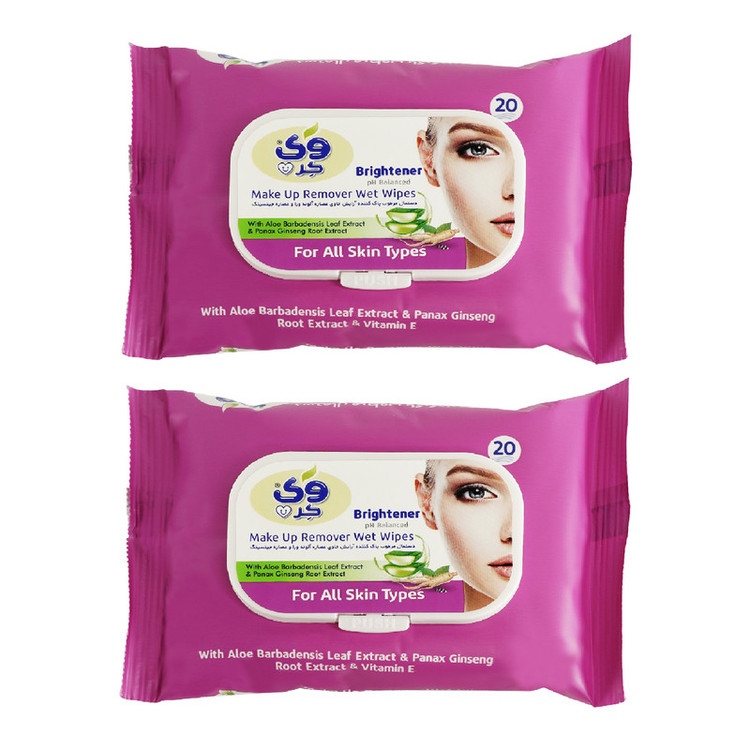 دستمال مرطوب وی کر مدل Ginseng-Aloe Vera دو بسته 20 عددی