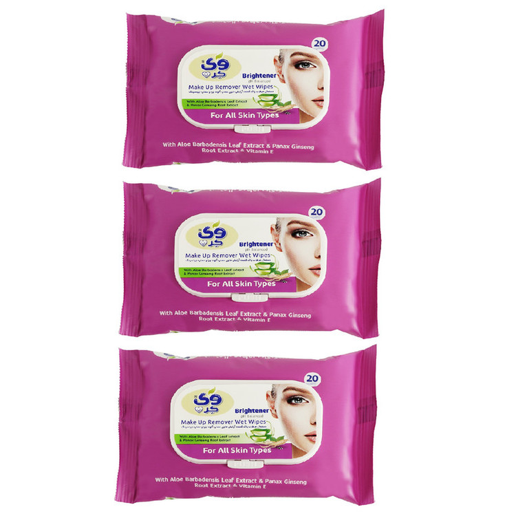 دستمال مرطوب وی کر مدل Ginseng-Aloe Vera سه بسته 20 عددی
