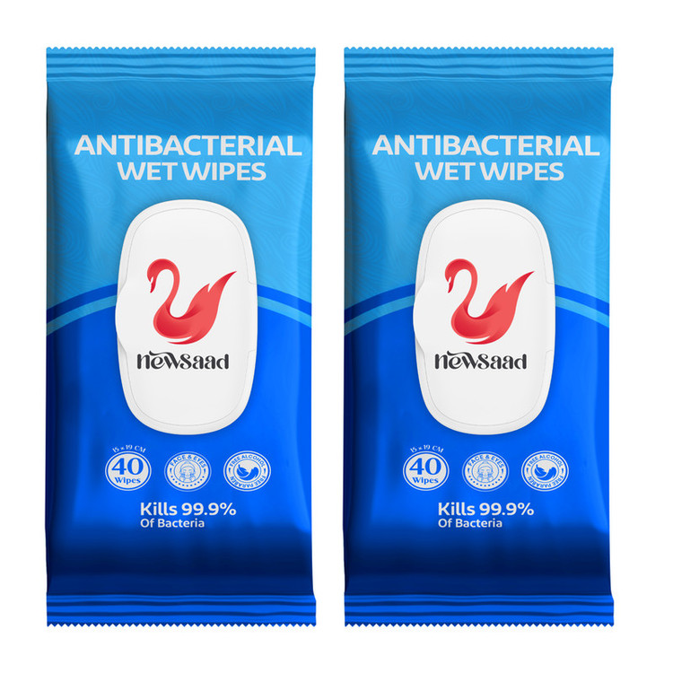 دستمال مرطوب نیوساد مدل AntiBacteria 02 دو بسته 40 عددی