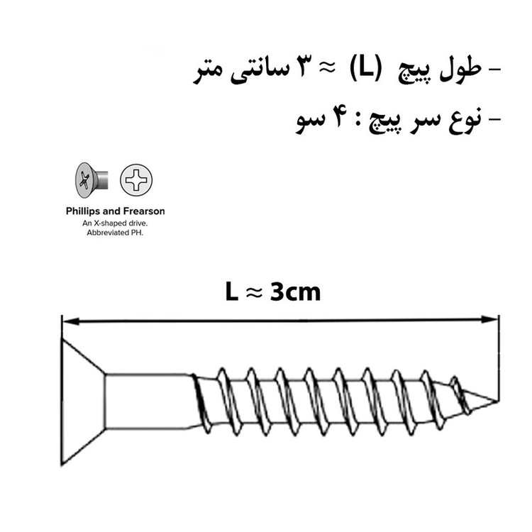 پیچ هامر مدل رولپلاکی کد 3cm بسته 50 عددی