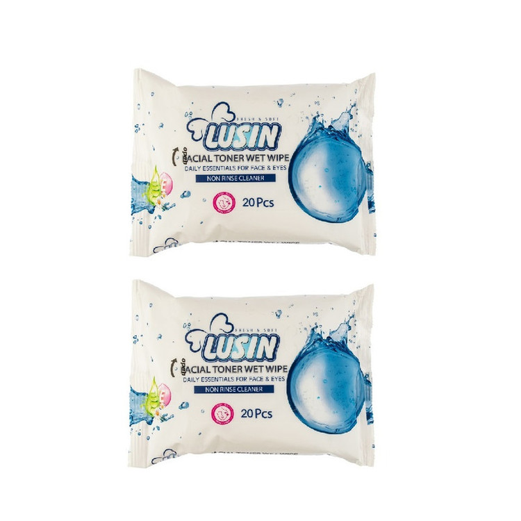 دستمال مرطوب لوسین مدل Facial Toner دو بسته 20 عددی