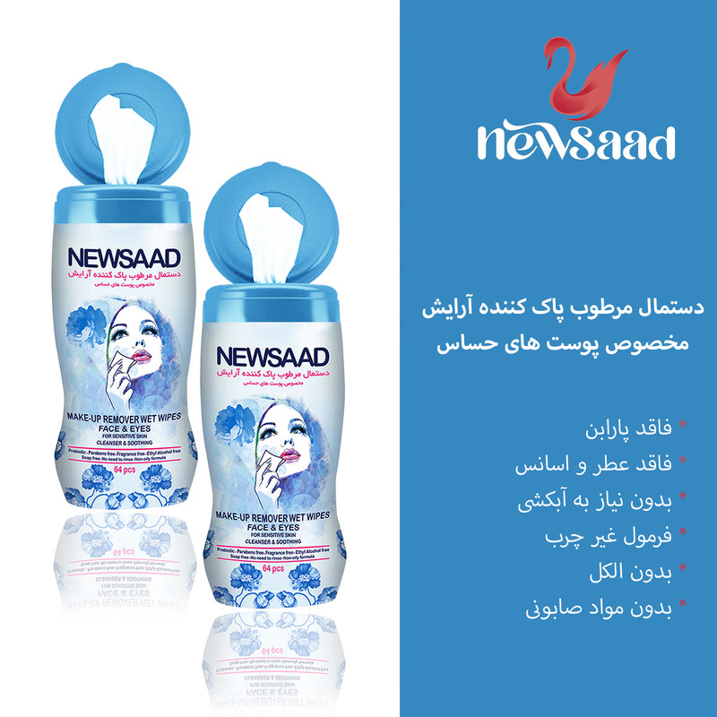 دستمال مرطوب نیوساد مدل S06 شش بسته 64 عددی