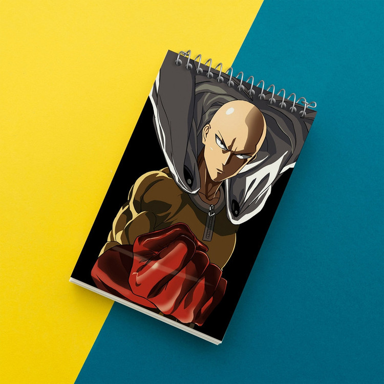 دفتر یادداشت 50 برگ خندالو مدل سایتاما انیمه مرد تک مشتی One Punch Man کد 10518