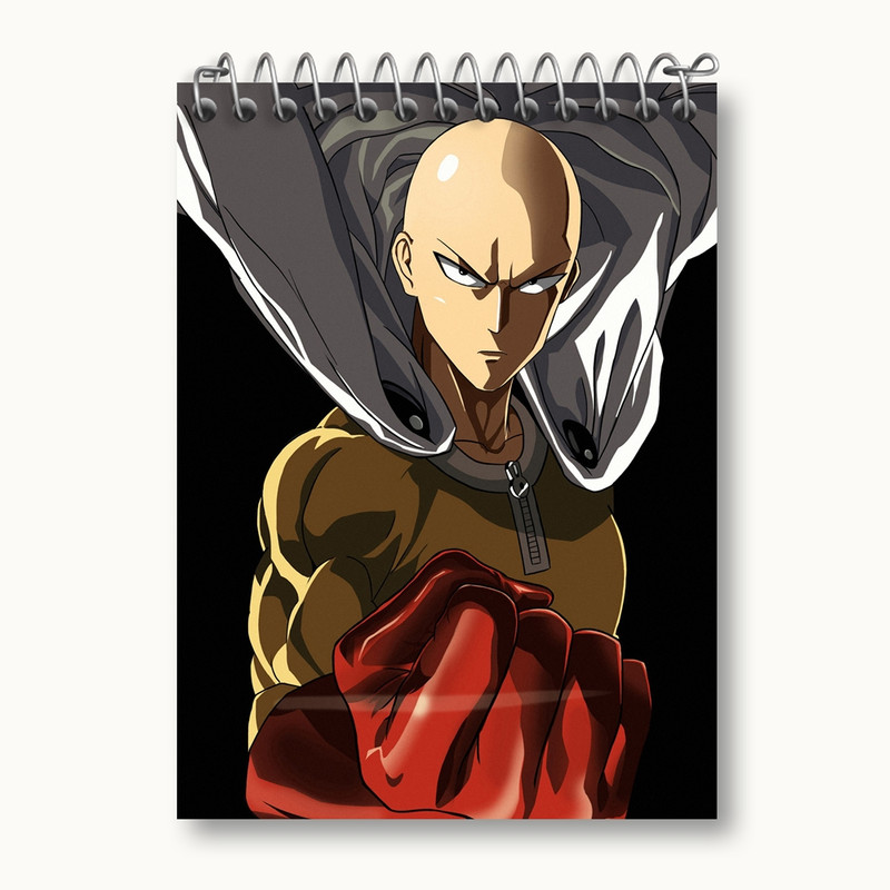 دفتر یادداشت 50 برگ خندالو مدل سایتاما انیمه مرد تک مشتی One Punch Man کد 10518
