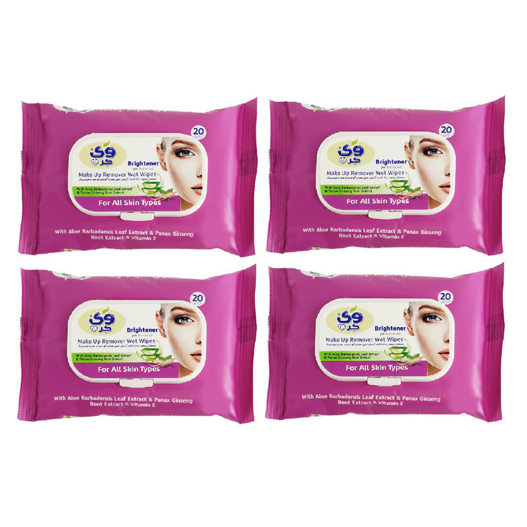دستمال مرطوب وی کر مدل Ginseng- Aloe Vera چهار بسته 20 عددی