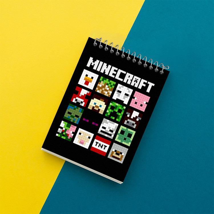 دفتر یادداشت 50 برگ خندالو مدل بازی ماینکرافت (Minecraft) کد 37006