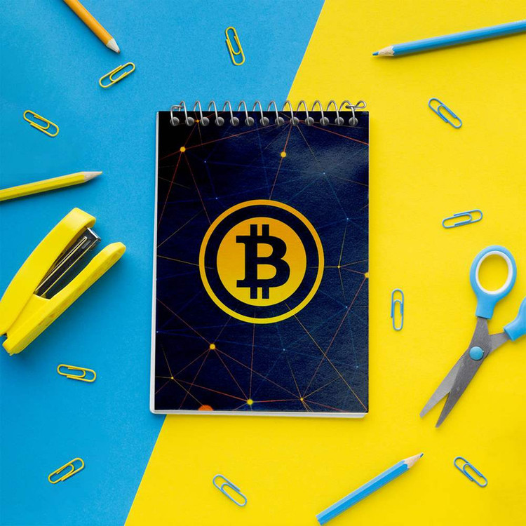دفتر یادداشت 50 برگ خندالو مدل ارز دیجیتال بیت کوین کد 10876