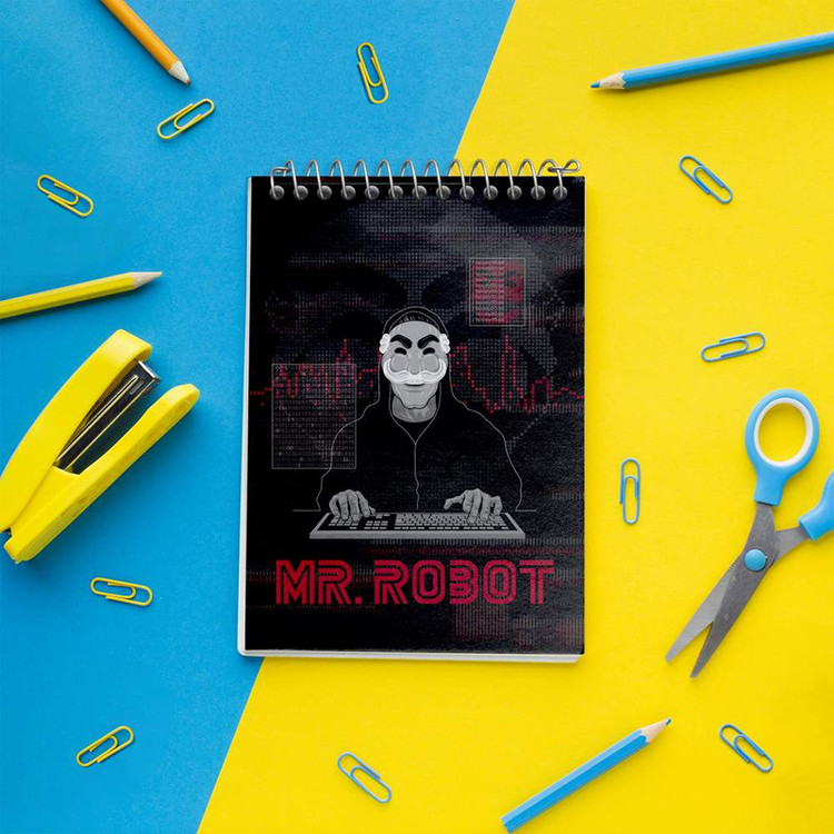 دفتر یادداشت 50 برگ خندالو مدل سریال آقای ربات Mr.Robot کد 10232