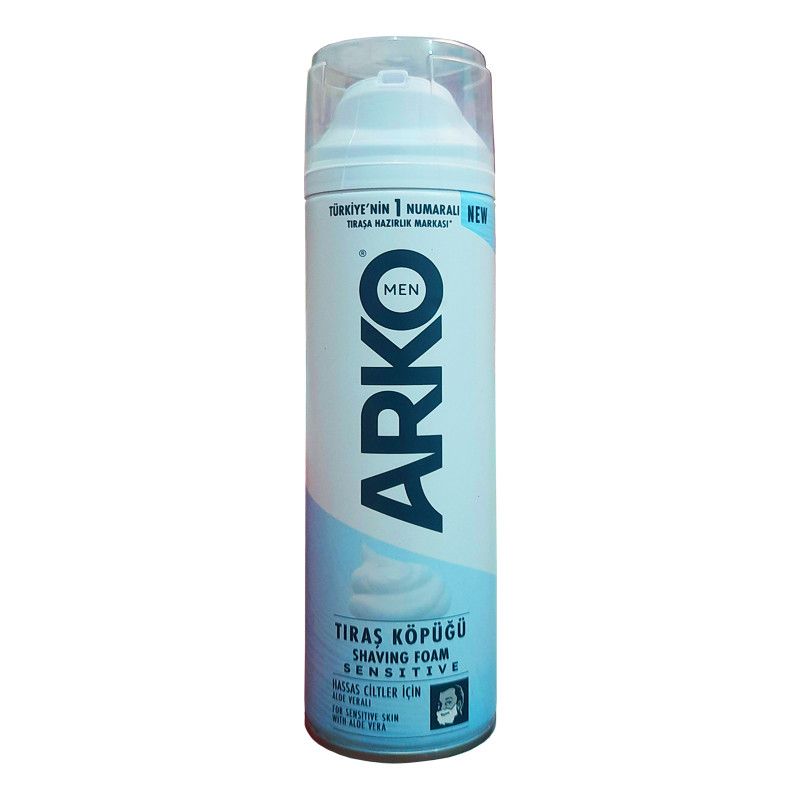 فوم اصلاح آرکو من مدل Sensitive Aloe vera حجم 200 میلی لیتر