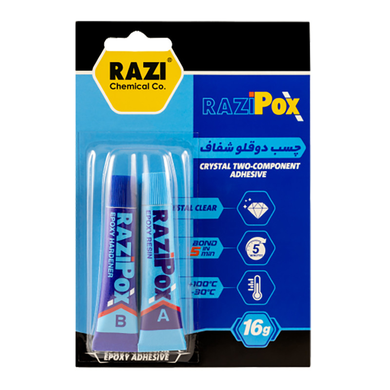 چسب دوقلو رازی مدل شفاف وزن 16 گرم مجموعه 2 عددی