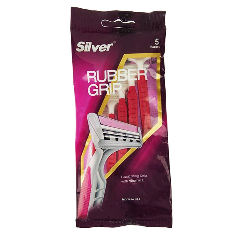 خود تراش سیلور مدل Rubber Grip بسته 5 عددی