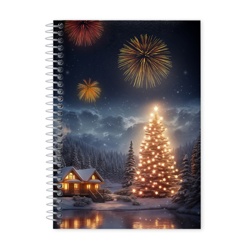 دفتر زبان 100 برگ مدل شب برفی