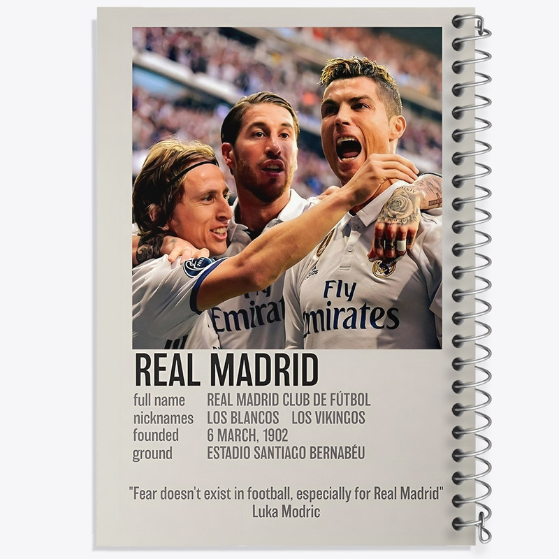 دفتر ژورنال نویسی 50 برگ خندالو مدل نقطه ای طرح رئال مادرید (Real Madrid) کد F13470