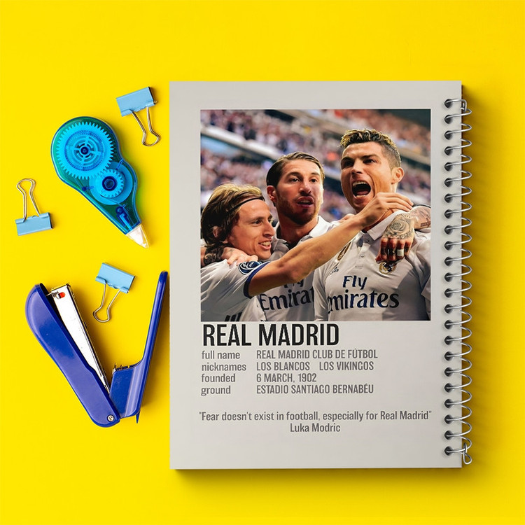 دفتر ژورنال نویسی 50 برگ خندالو مدل نقطه ای طرح رئال مادرید (Real Madrid) کد F13470