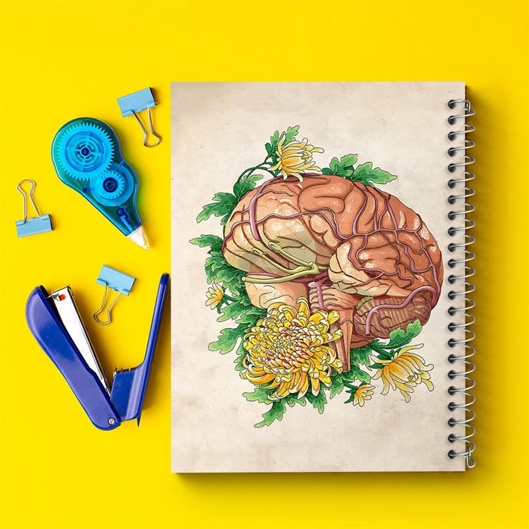 دفتر ژورنال نویسی 50 برگ خندالو مدل نقطه ای طرح آناتومی مغز (Brain Anatomy) کد F13997