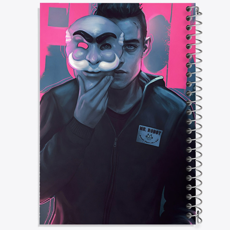 دفتر ژورنال نویسی 50 برگ خندالو مدل نقطه ای طرح مستر ربات (Mr. Robot) کد F13684