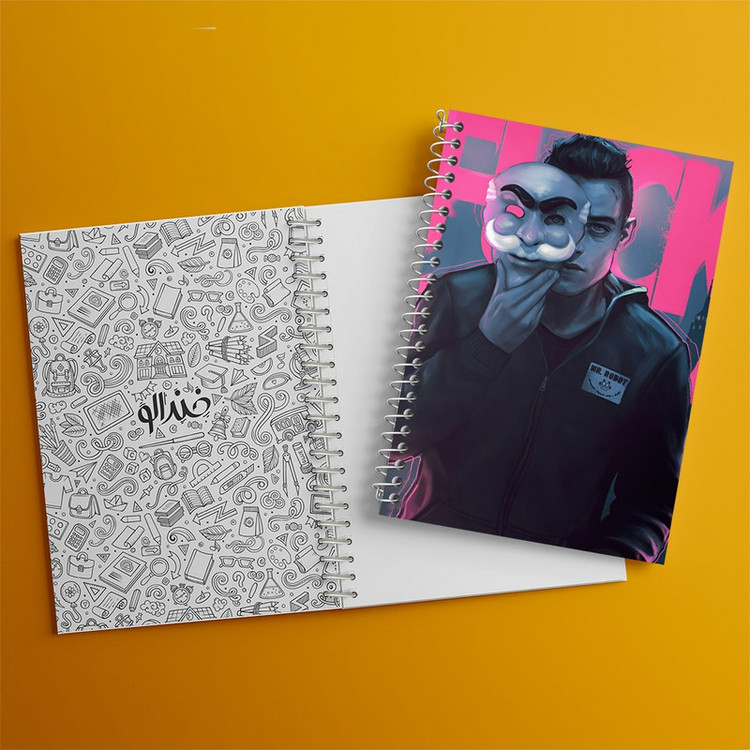 دفتر ژورنال نویسی 50 برگ خندالو مدل نقطه ای طرح مستر ربات (Mr. Robot) کد F13684