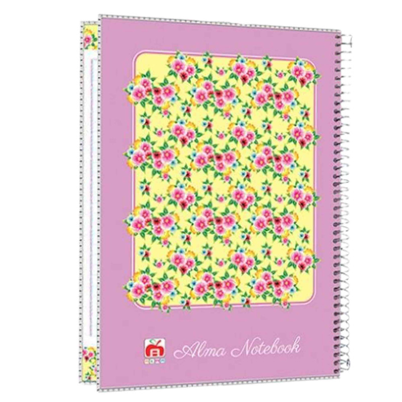دفتر مشق 40 برگ آلما طرح FLOWER مدل طلقی کد 7496
