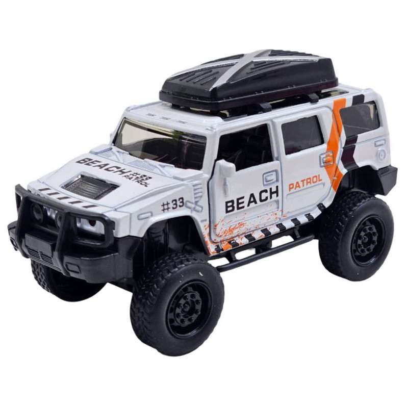 ماشین بازی ناب سل مدل هامر آفرود ساحلی فلزی موزیکال چراغدار عقب کش Musical Metal Hummer Game Machine with Lights