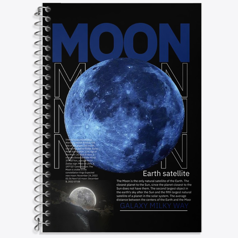دفتر زبان 50 برگ خندالو مدل دو خط طرح ماه (Moon) کد F1676