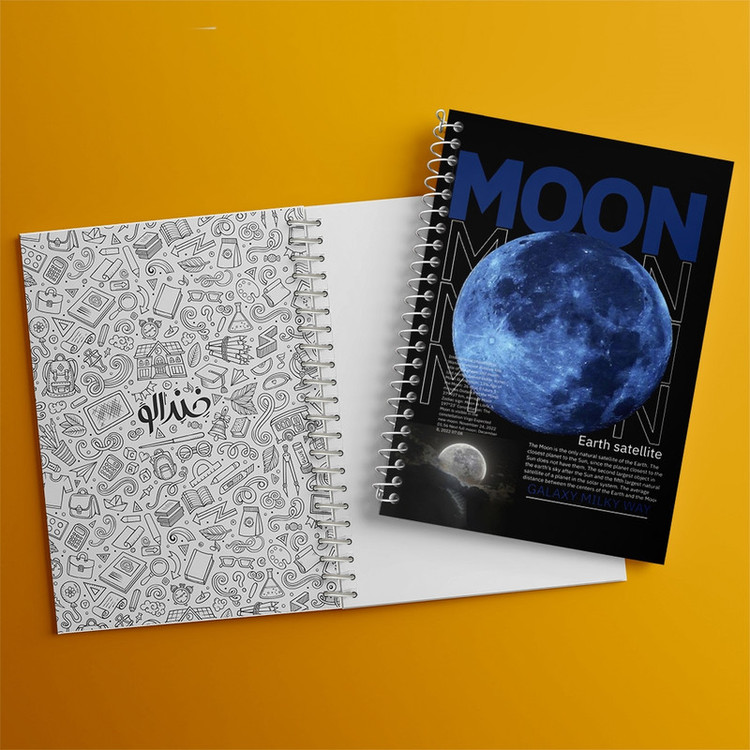 دفتر زبان 50 برگ خندالو مدل دو خط طرح ماه (Moon) کد F1676