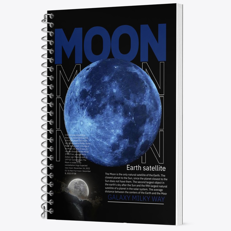 دفتر زبان 50 برگ خندالو مدل دو خط طرح ماه (Moon) کد F1676