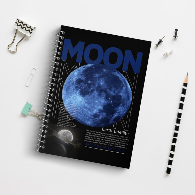 دفتر زبان 50 برگ خندالو مدل دو خط طرح ماه (Moon) کد F1676