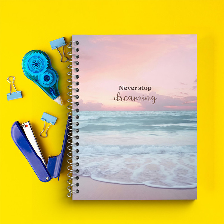 دفتر زبان 50 برگ خندالو مدل دو خط طرح Never Stop Dreaming کد N2324