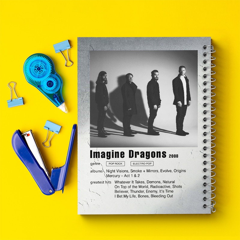 دفتر طراحی 50 برگ خندالو طرح ایمجین درگنز (Imagine Dragons) کد F11237