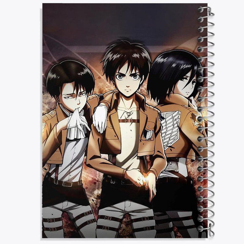 دفتر بولت ژورنال 50 برگ خندالو طرح ارن و میکاسا و لیوای انیمه اتک آن تایتان Attack on Titan کد 10974