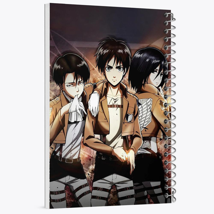 دفتر بولت ژورنال 50 برگ خندالو طرح ارن و میکاسا و لیوای انیمه اتک آن تایتان Attack on Titan کد 10974