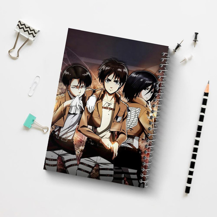دفتر بولت ژورنال 50 برگ خندالو طرح ارن و میکاسا و لیوای انیمه اتک آن تایتان Attack on Titan کد 10974