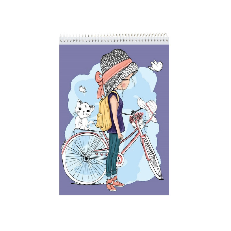 دفتر نقاشی 50 برگ نیکاد مدل دخترانه طرح bike کد 4