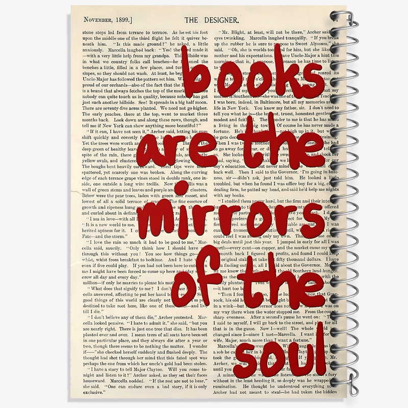 دفتر طراحی 50 برگ خندالو طرح Books Are The Mirrors Of The Soul کد F10355