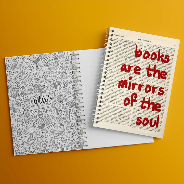 دفتر طراحی 50 برگ خندالو طرح Books Are The Mirrors Of The Soul کد F10355
