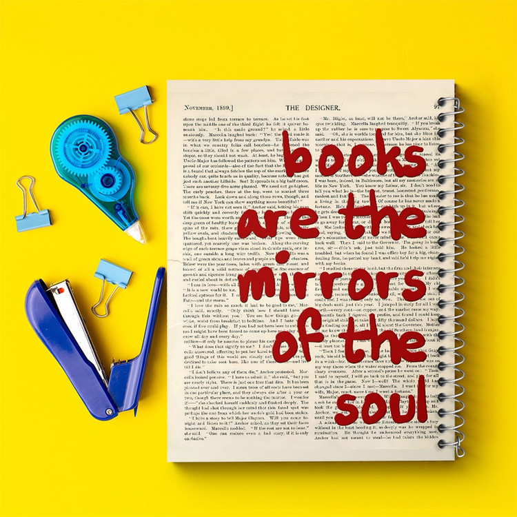 دفتر طراحی 50 برگ خندالو طرح Books Are The Mirrors Of The Soul کد F10355