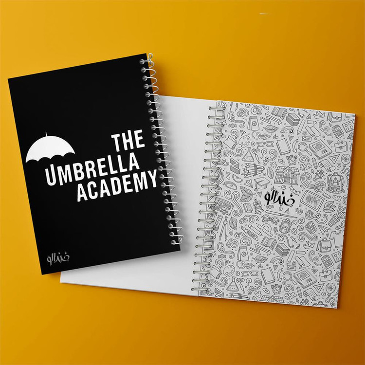 دفتر زبان 50 برگ خندالو مدل سه خط طرح سریال آکادمی آمبرلا The Umberella Academy کد 28549