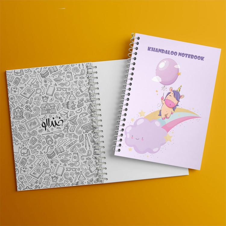 دفتر طراحی 50 برگ خندالو طرح اسب تک شاخ (Unicorn) کد N7315